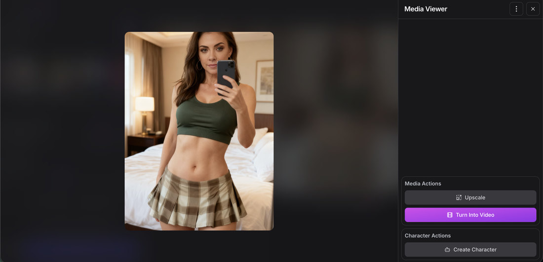 A clothed GirlfriendGPT mirror selfie of Julie