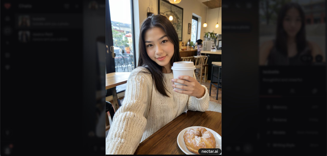 The Nectar AI cafe photo enlarged with watermark visible