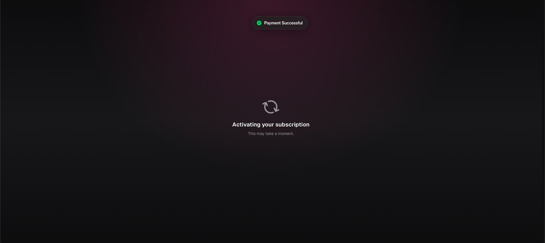 The OurDream AI payment successful screen while the subscription activates